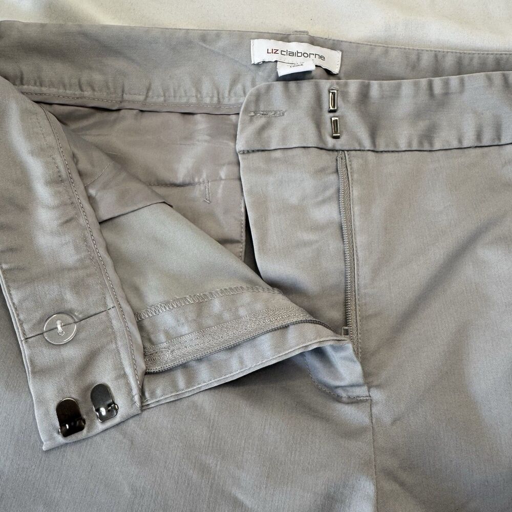 Liz Claiborne Women’s Gray Dress Pants Size 14 Emma Fit Stretch Straight Leg - Picture 7 of 8